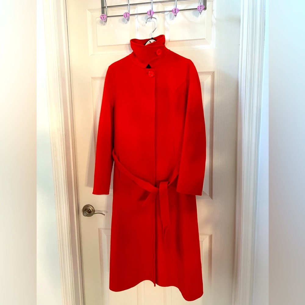 NWOT Orange 100% wool midi coat US sz 4